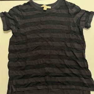 Michael Kors Black and Gray Striped Top